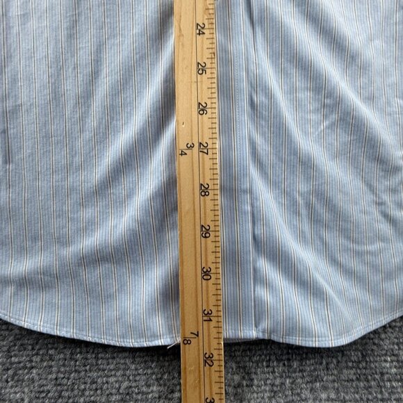 Brooks Brothers 16 34 Non-Iron Cotton Blue Classic Button-Down Striped Men Shirt - Picture 4 of 16